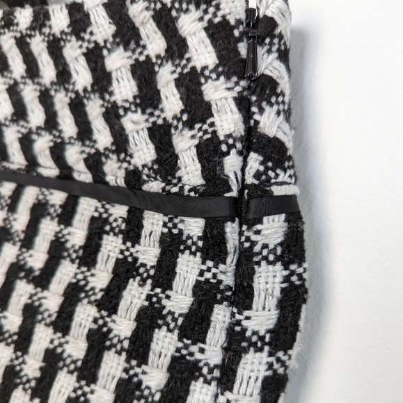 LOFT Black & White Pencil A-Line Mini Houndstooth Tube Skirt - sz 0 Petite - Picture 3 of 8